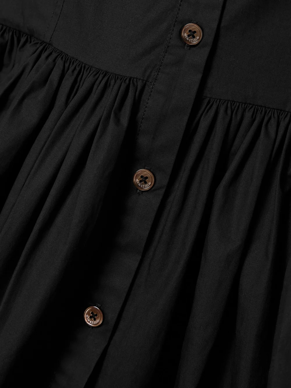 Close-up detail of the Diotima Ritual Crochet-trimmed Gathered Cotton-poplin Midi Shirt Dress