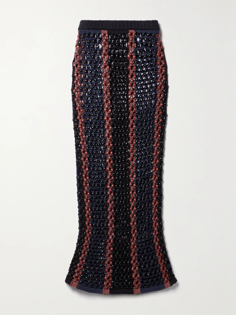 Diotima Spice Beaded Crocheted Cotton-blend Maxi Skirt in blue