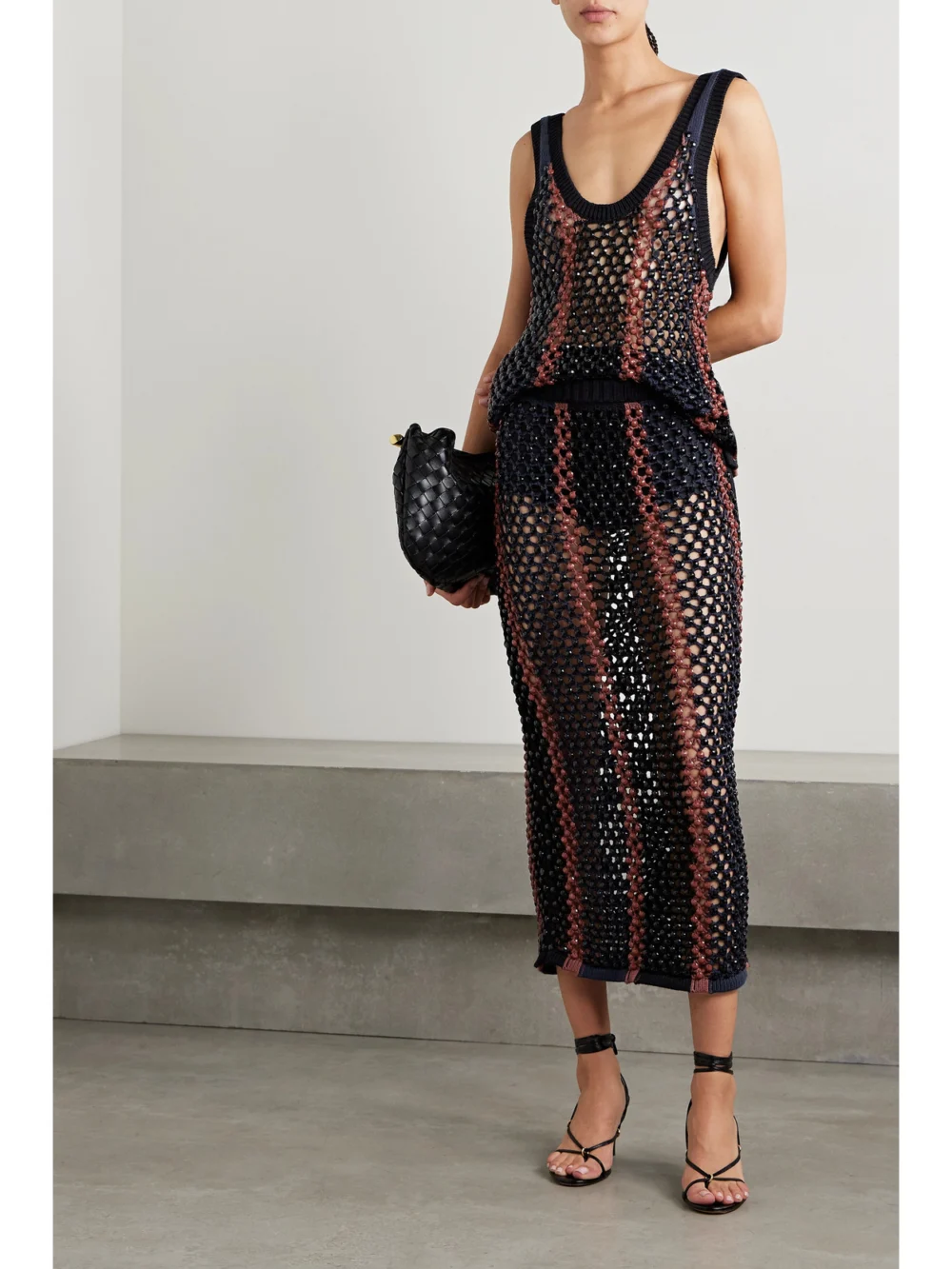 Diotima Spice Beaded Crocheted Cotton-blend Maxi Skirt, worn by a model