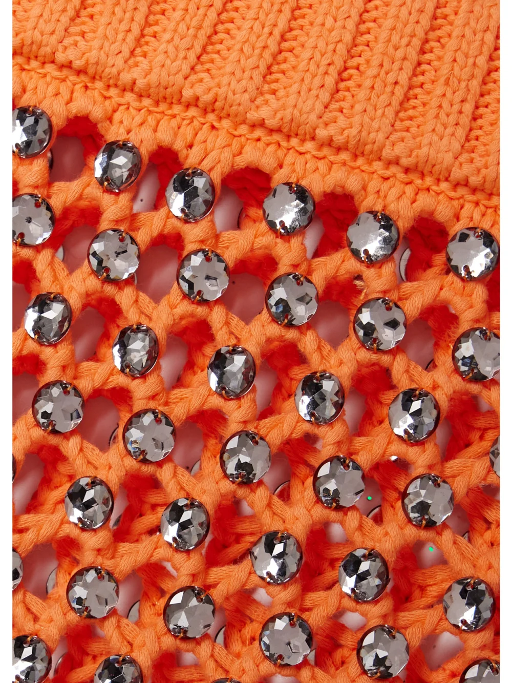 Close-up detail of the Diotima Spice Beaded Crocheted Cotton-blend Maxi Skirt