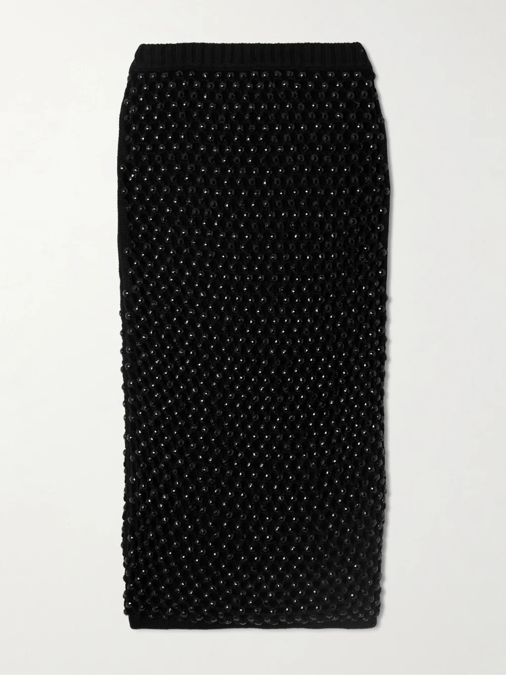 Diotima Spice Crystal-embellished Crocheted Cotton-blend Midi Skirt in black
