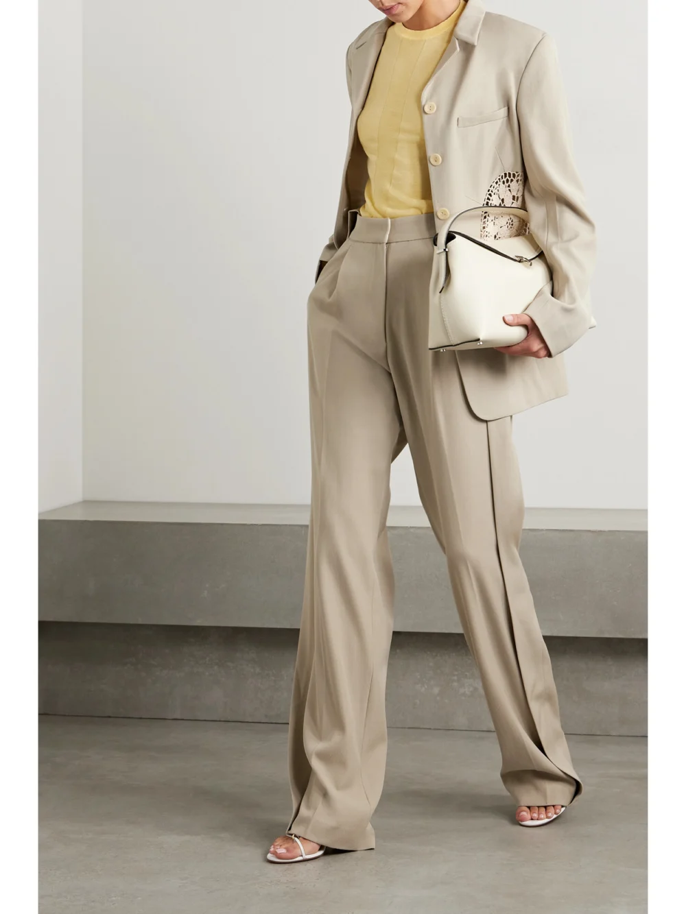Diotima Stona Paneled Twill Straight-leg Pants, worn by a model