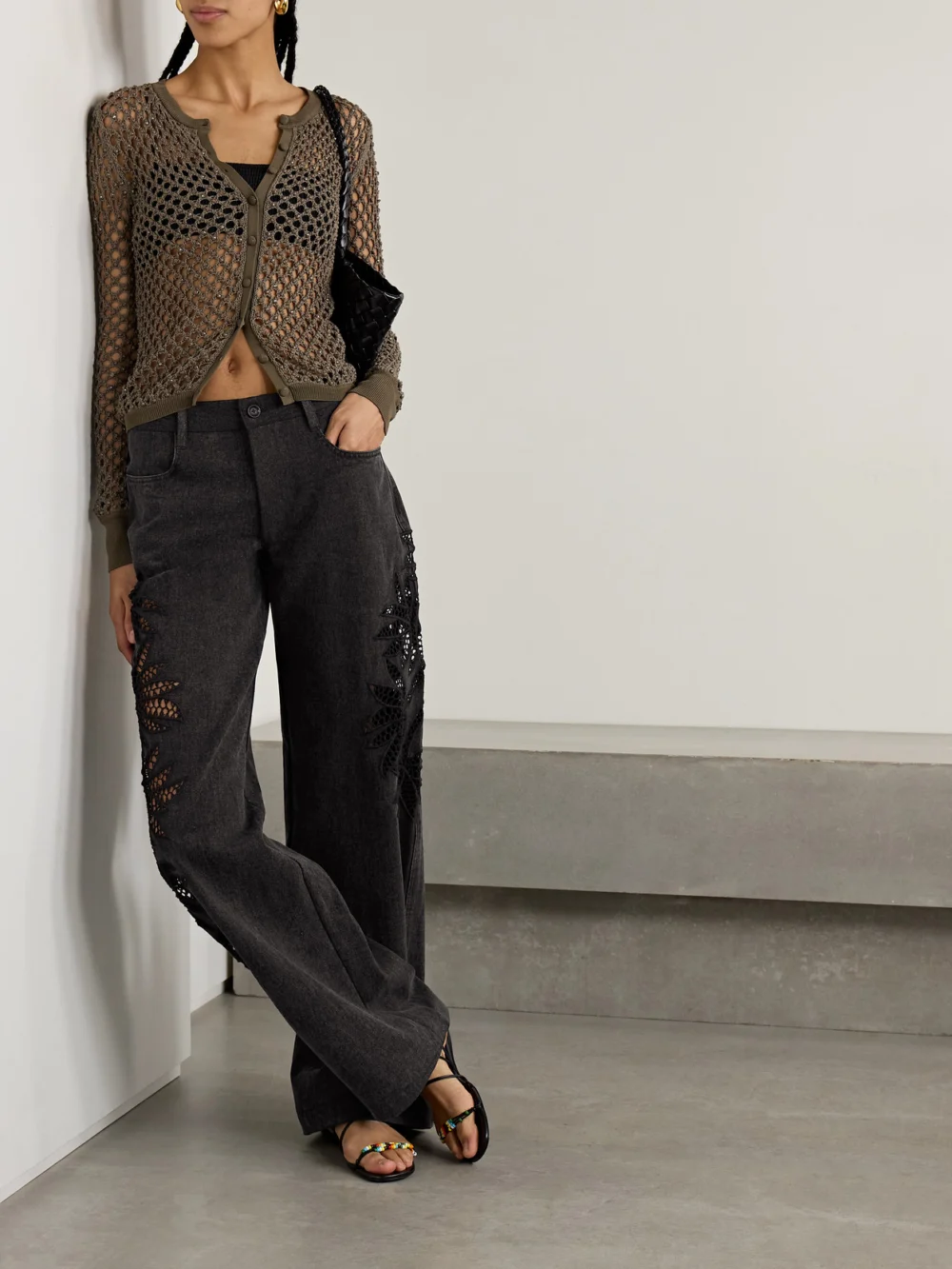 Diotima Stulla Crochet-trimmed Mid-rise Straight-leg Jeans, worn by a model