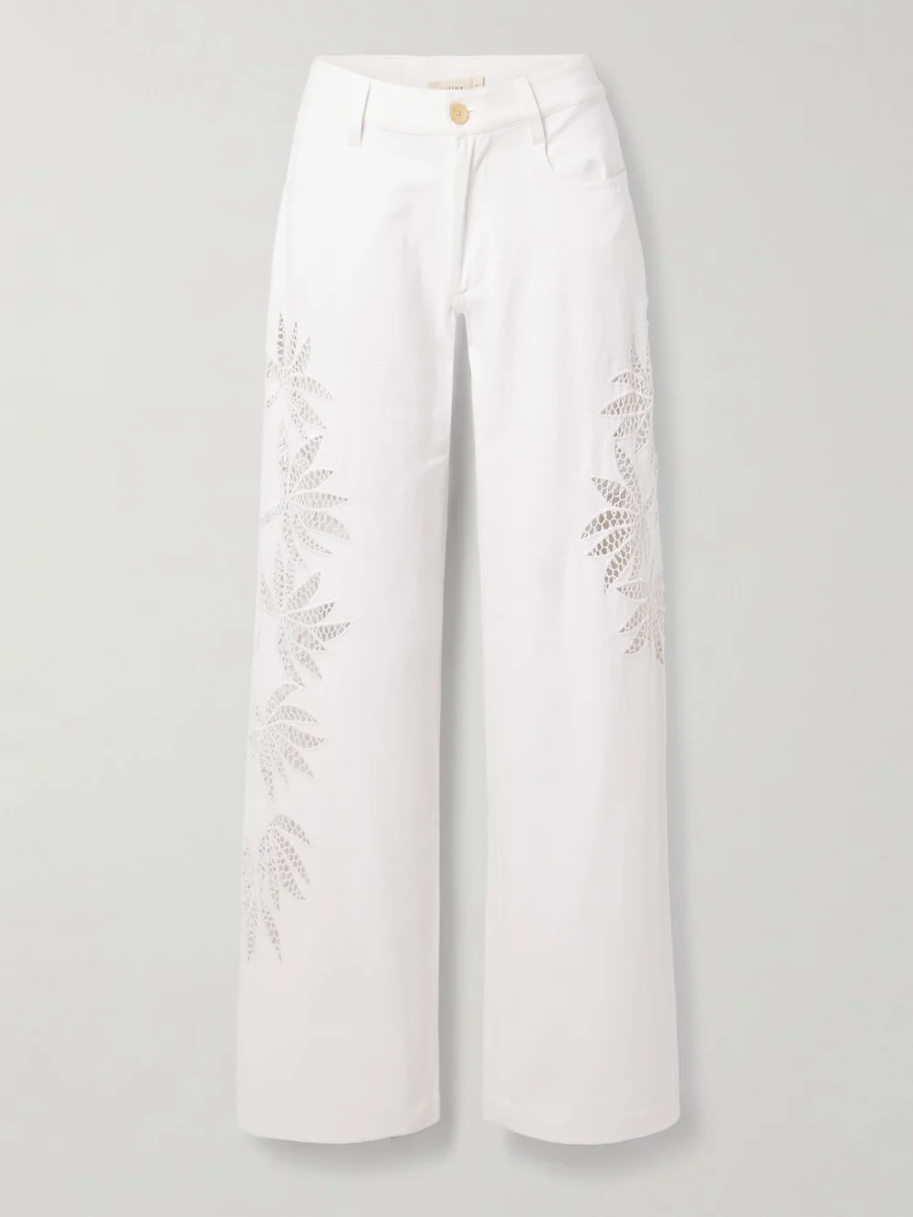 Diotima Stulla Crochet-trimmed Mid-rise Straight-leg Jeans in white