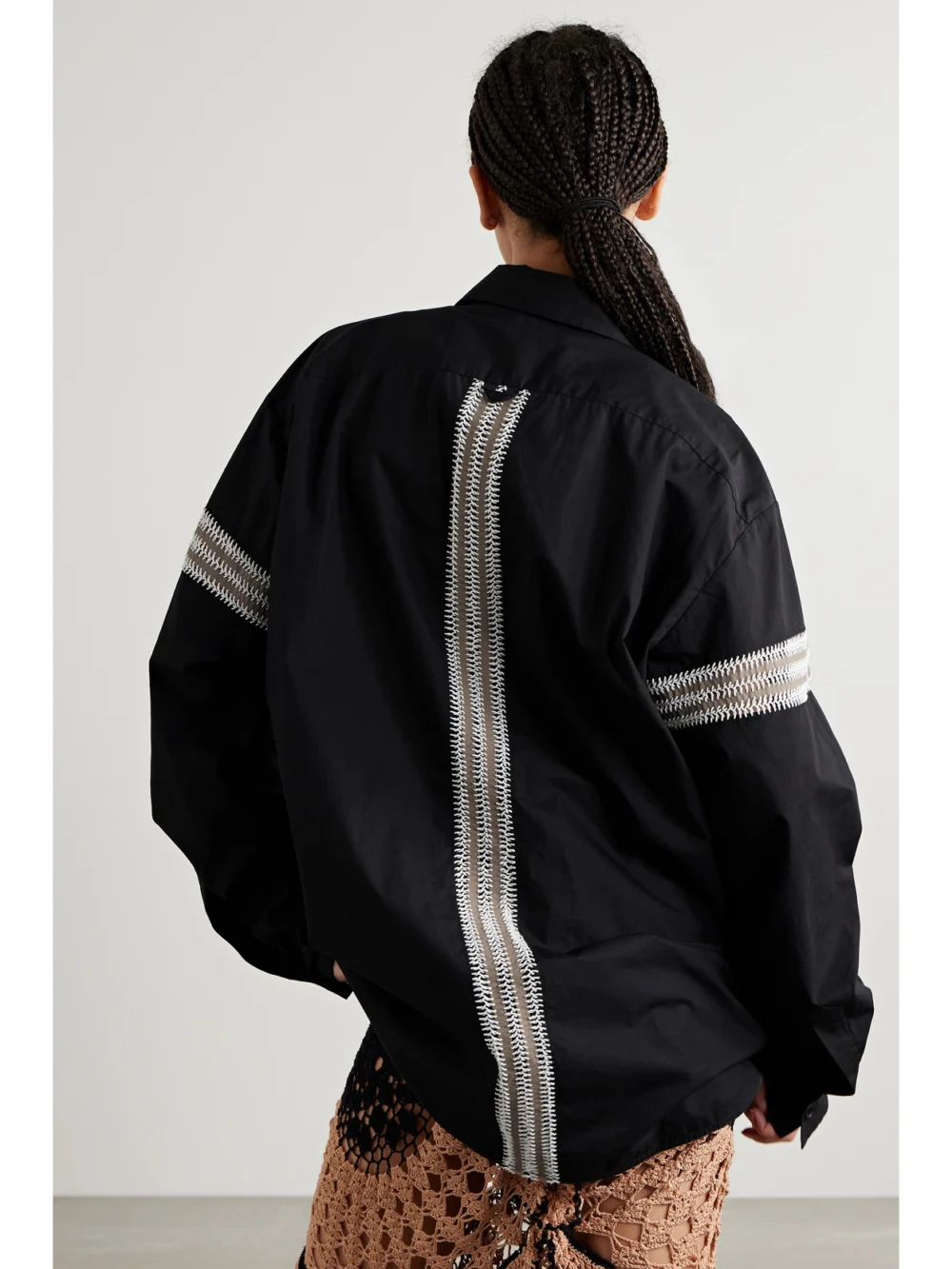 Back view of the Diotima Winston Crochet-trimmed Cotton-poplin Shirt