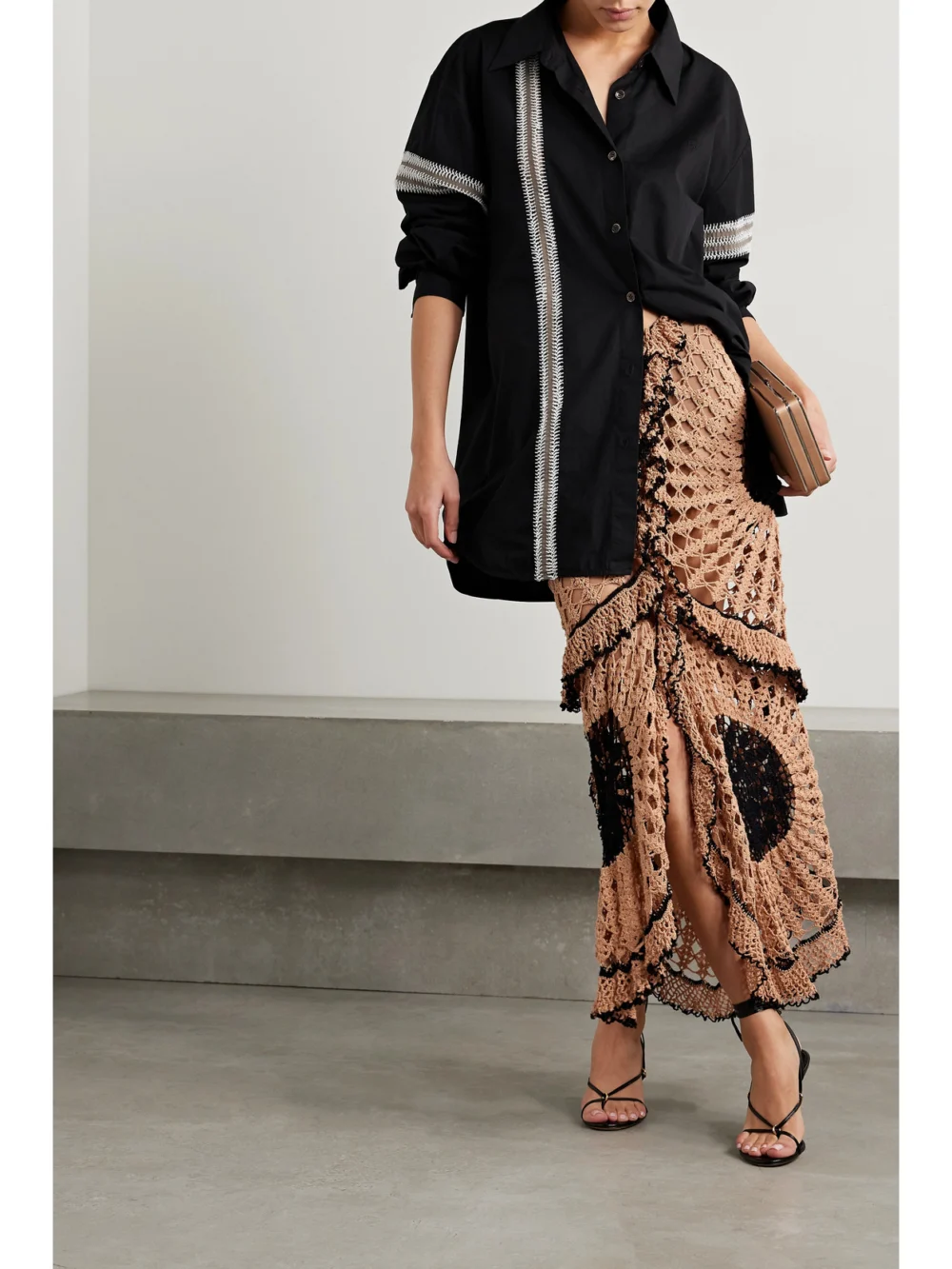 Diotima Winston Crochet-trimmed Cotton-poplin Shirt, worn by a model