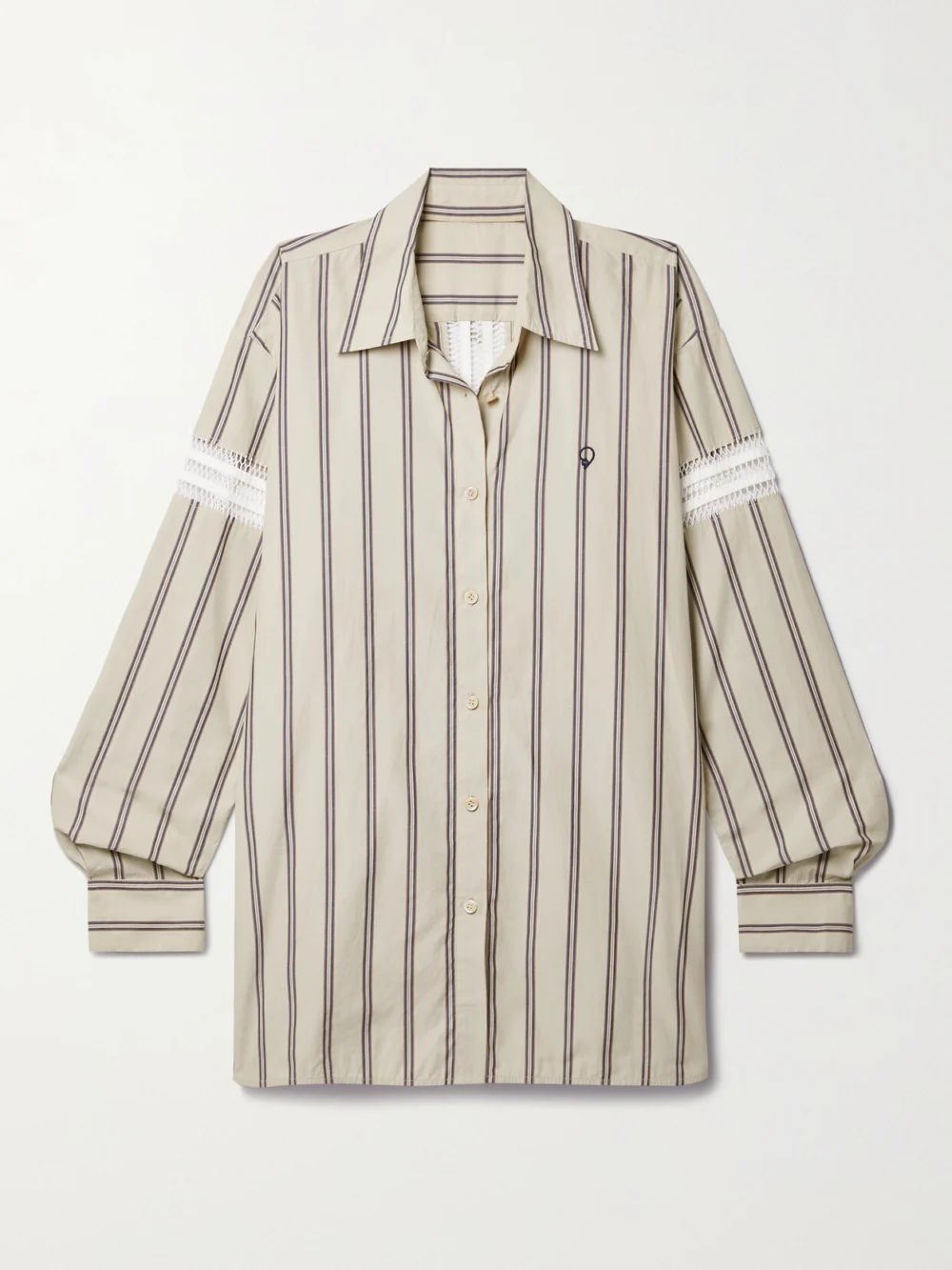 Diotima Winston Crochet-trimmed Striped Cotton-poplin Shirt in multi