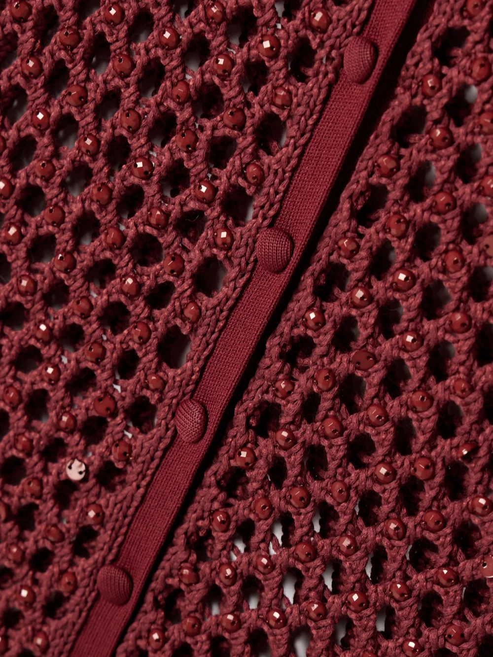 Close-up detail of the Diotima Zora Bead-embellished Crocheted Cotton-blend Cardigan