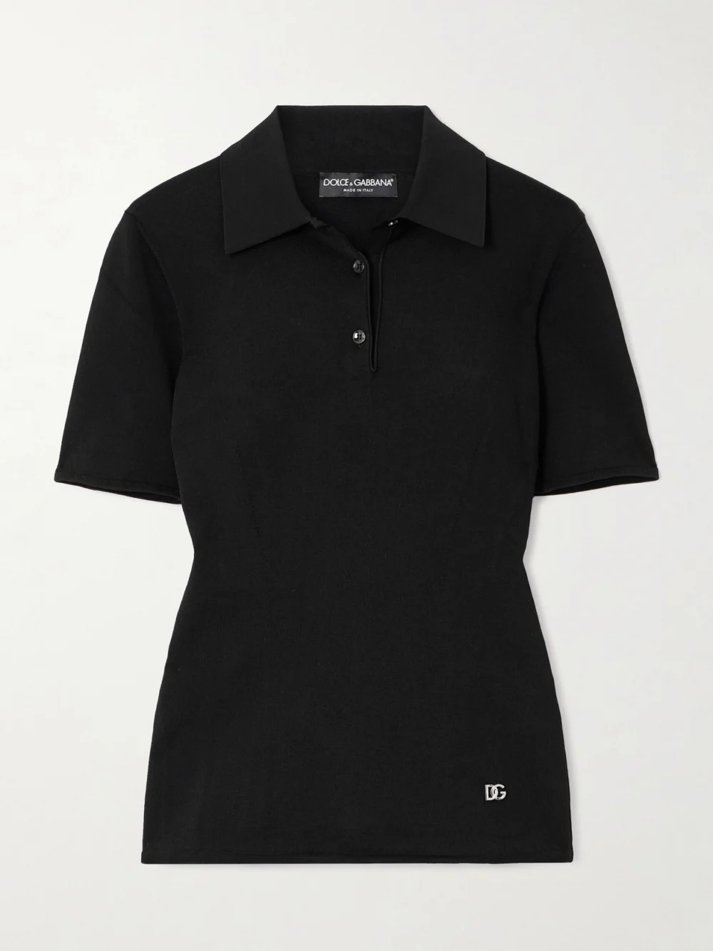 Dolce & Gabbana Appliquéd Jersey Polo Shirt in black