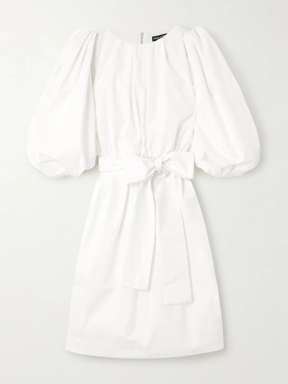 Dolce & Gabbana Belted Pleated Cotton-poplin Midi Dress in white