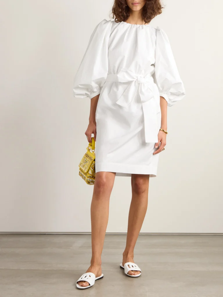 Dolce & Gabbana Belted Pleated Cotton-poplin Midi Dress