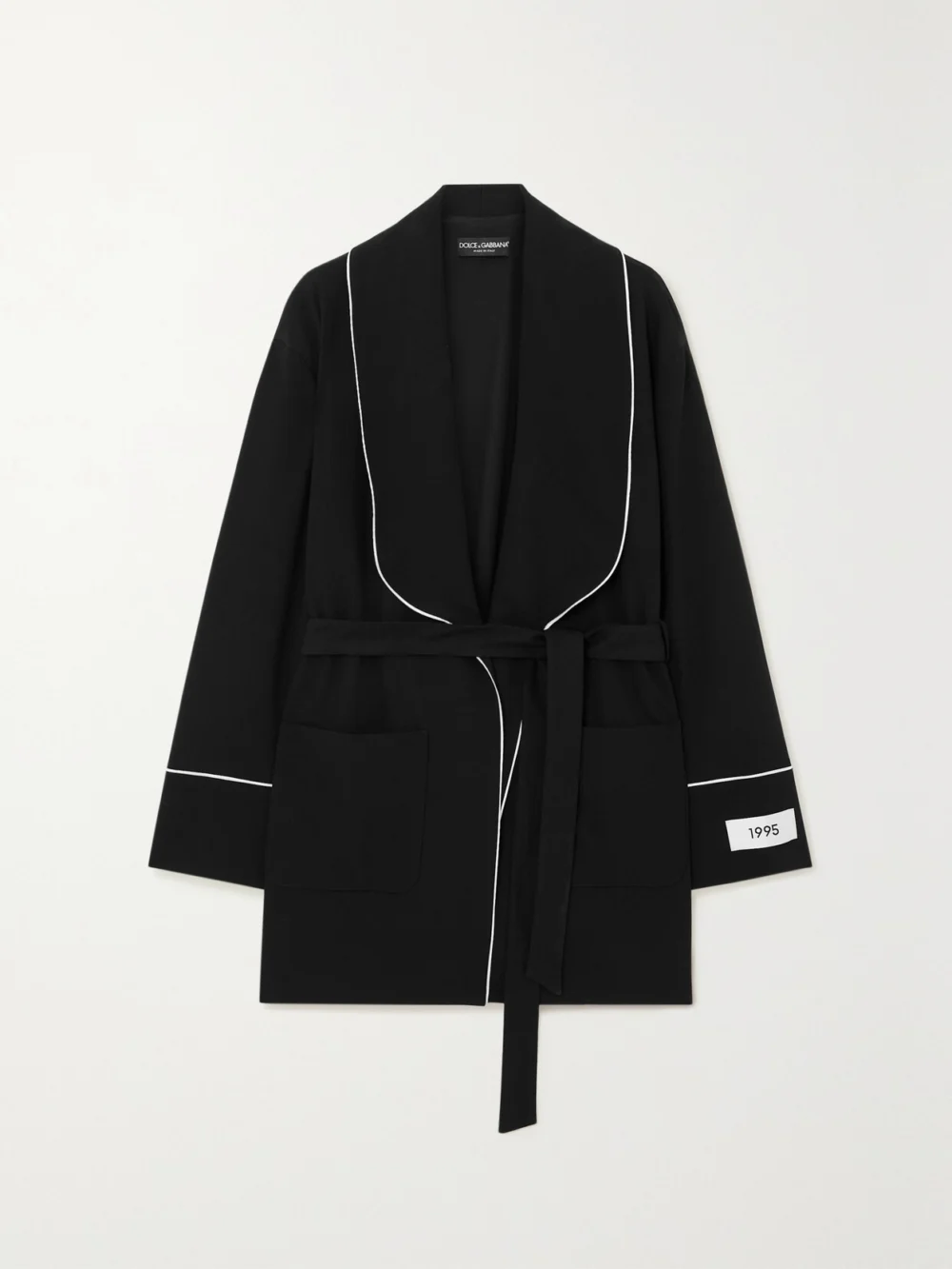 Dolce & Gabbana Belted Stretch-wool Jacket in black