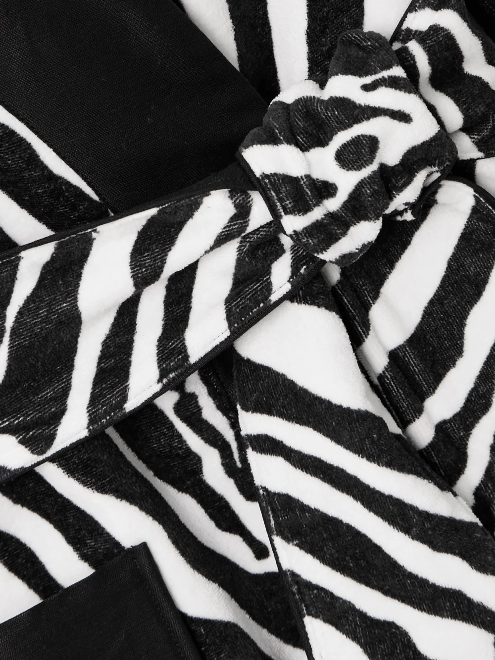 Close-up detail of the Dolce & Gabbana Belted Zebra-print Cotton-terry Robe