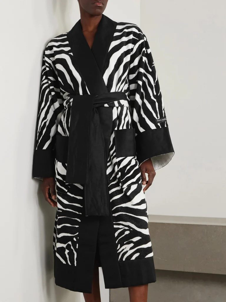 Dolce & Gabbana Belted Zebra-print Cotton-terry Robe