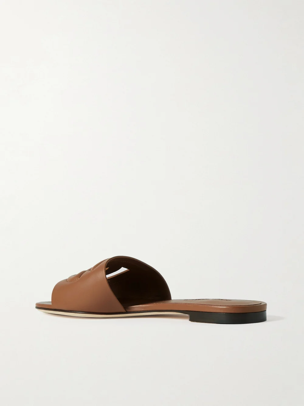 Back view of the Dolce & Gabbana Bianca Cutout Leather Slides