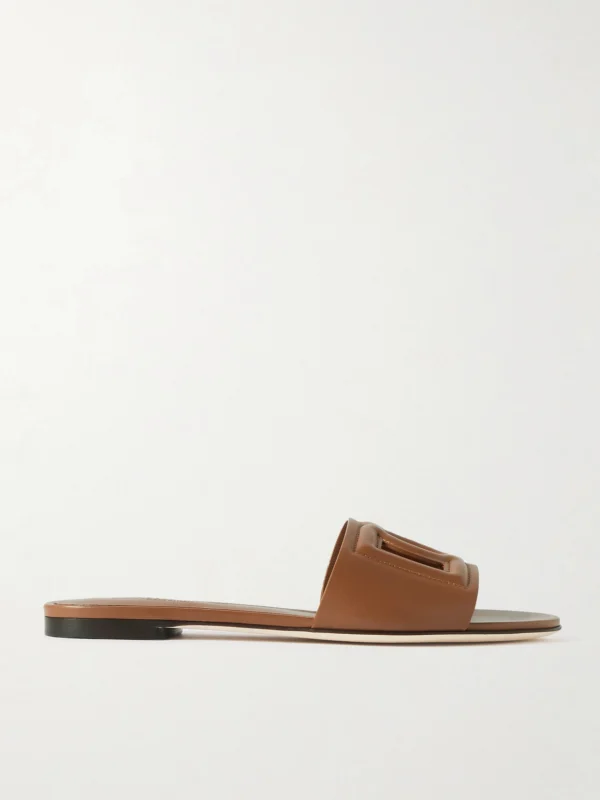 Dolce & Gabbana Bianca Cutout Leather Slides