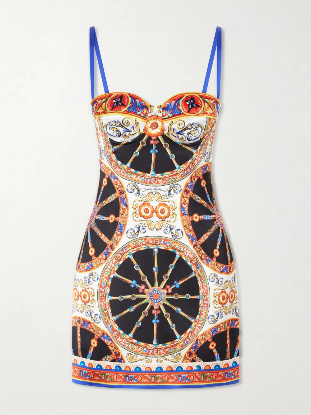 Dolce & Gabbana Caretto-print Satin Mini Dress in multi