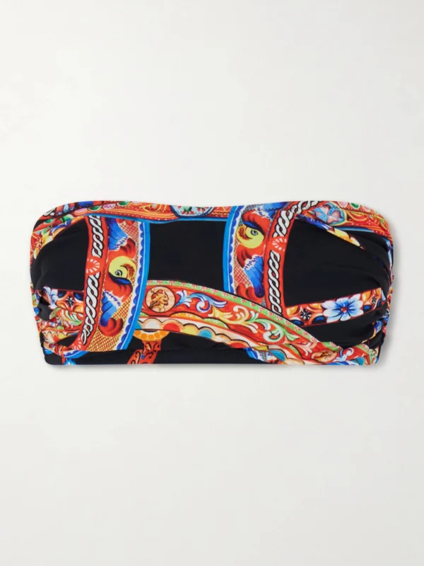 Dolce & Gabbana Carretto Printed Organza Bandeau Top