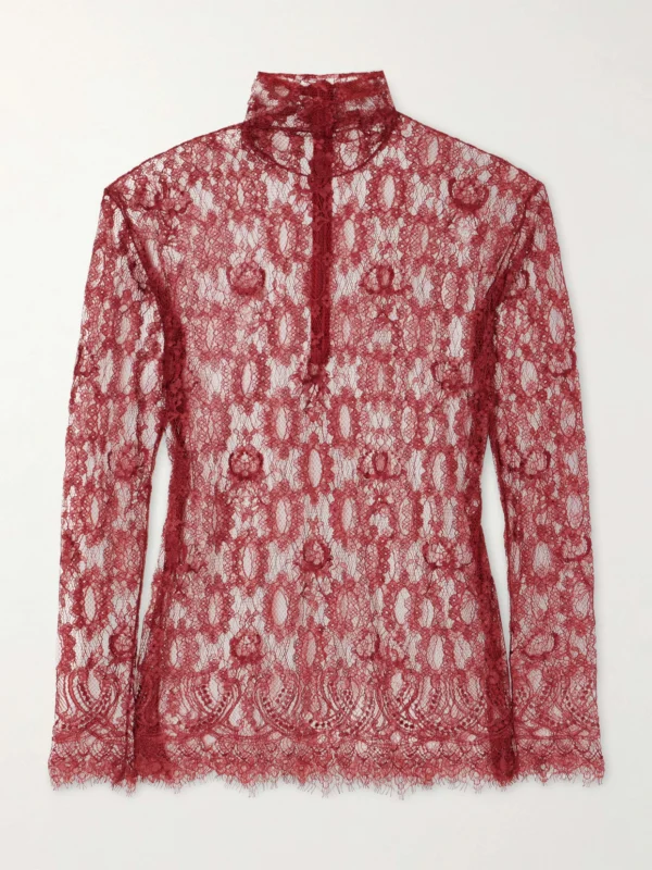 Dolce & Gabbana Chantilly Lace Turtleneck Blouse