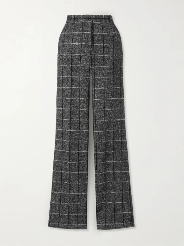 Dolce & Gabbana Checked Wool-blend Wide-leg Pants