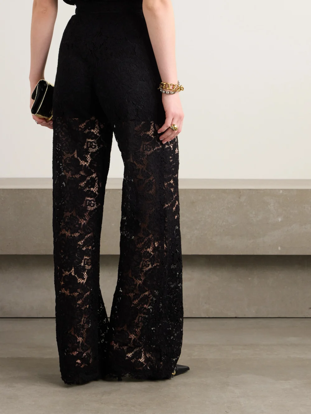 Back view of the Dolce & Gabbana Corded Lace Wide-leg Pants