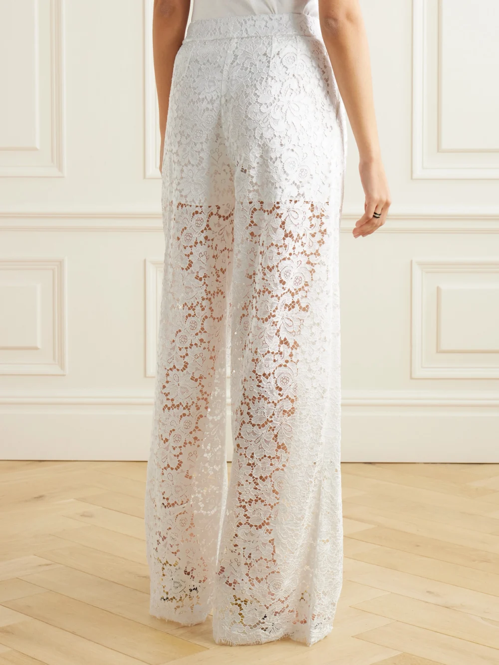 Back view of the Dolce & Gabbana Corded Lace Wide-leg Pants