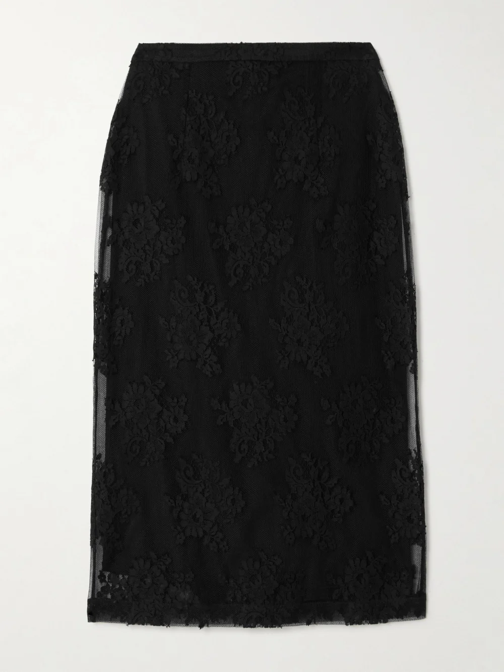 Dolce & Gabbana Cotton-blend Chantilly Lace Midi Skirt in black