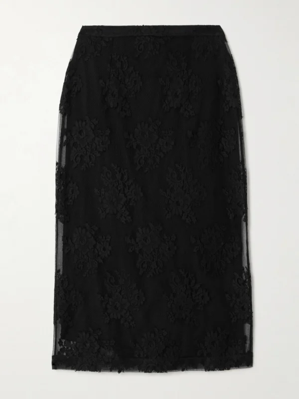 Dolce & Gabbana Cotton-blend Chantilly Lace Midi Skirt