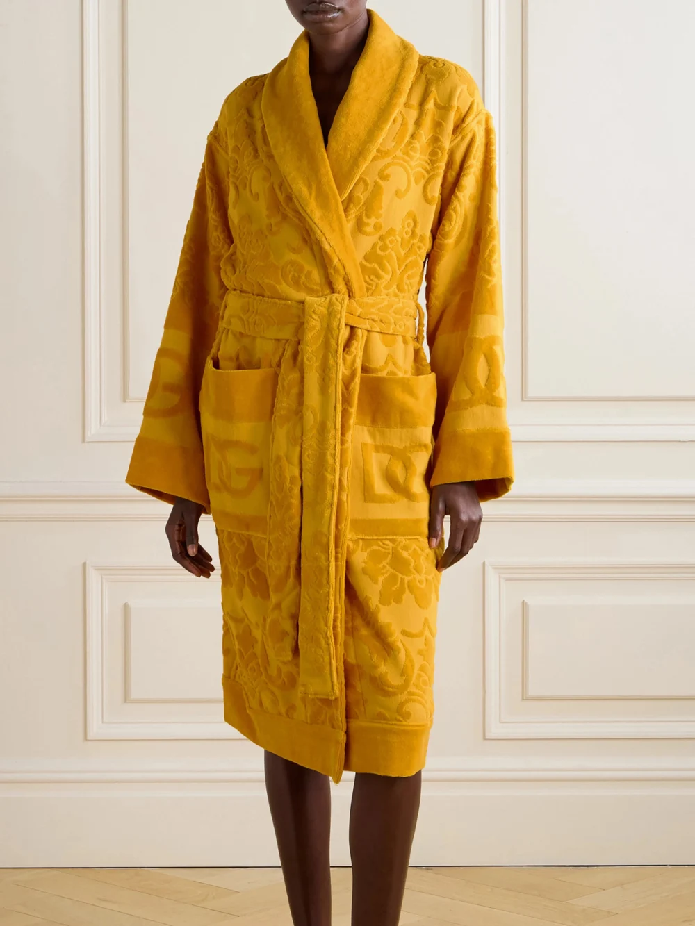 Dolce & Gabbana Cotton-terry Jacquard Robe, worn by a model