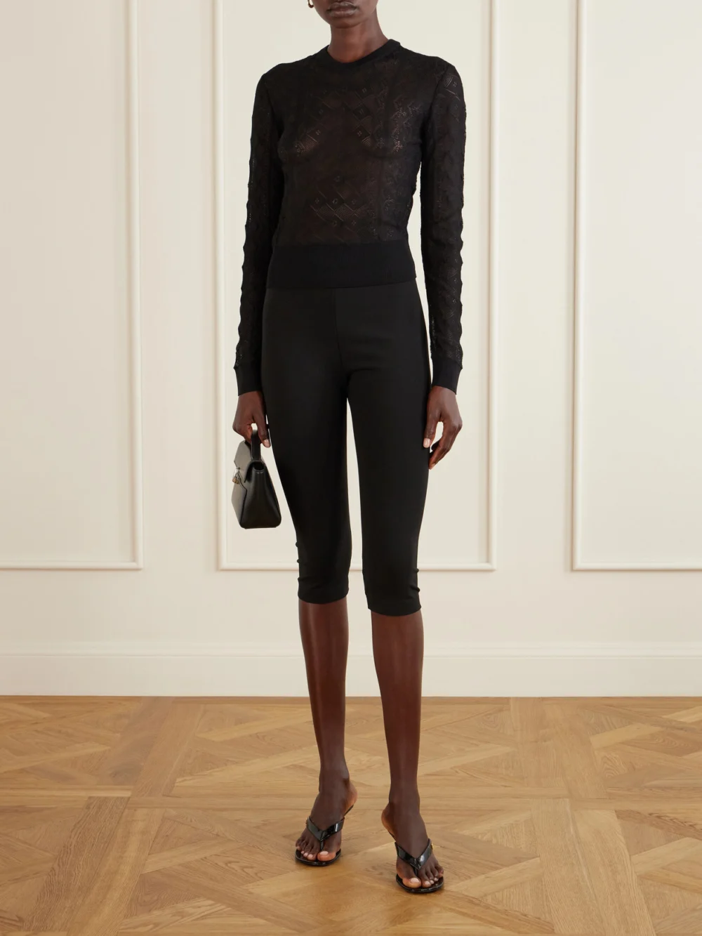 Dolce & Gabbana Crepe High-rise Straight-leg Capri Pants, worn by a model