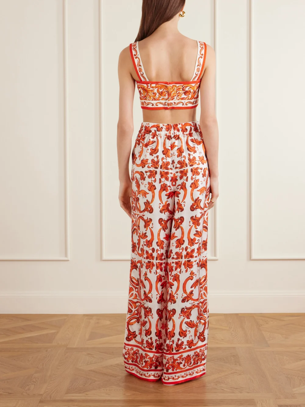 Back view of the Dolce & Gabbana Cropped Printed Woven Top