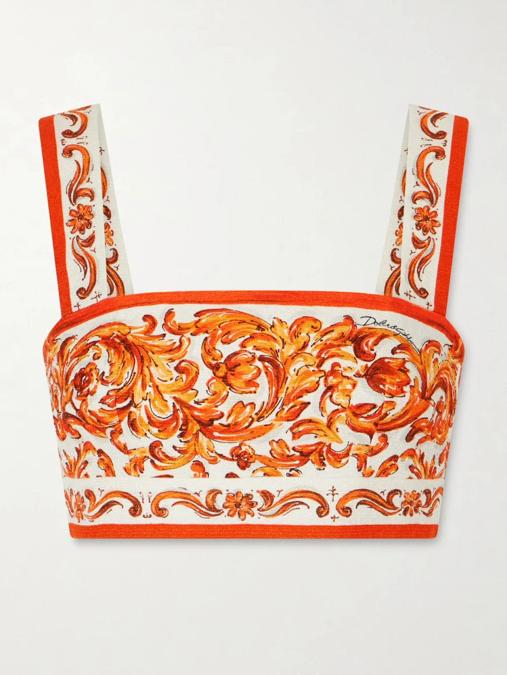 Dolce & Gabbana Cropped Printed Woven Top in orange