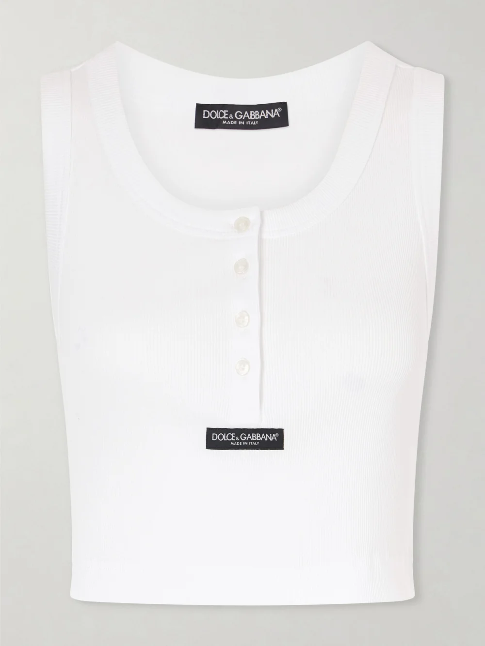 Dolce & Gabbana Cropped Ribbed Cotton Tank in white