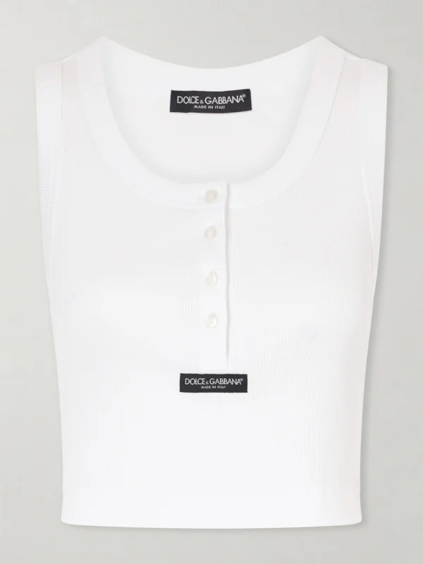 Dolce & Gabbana Cropped Ribbed Cotton Tank