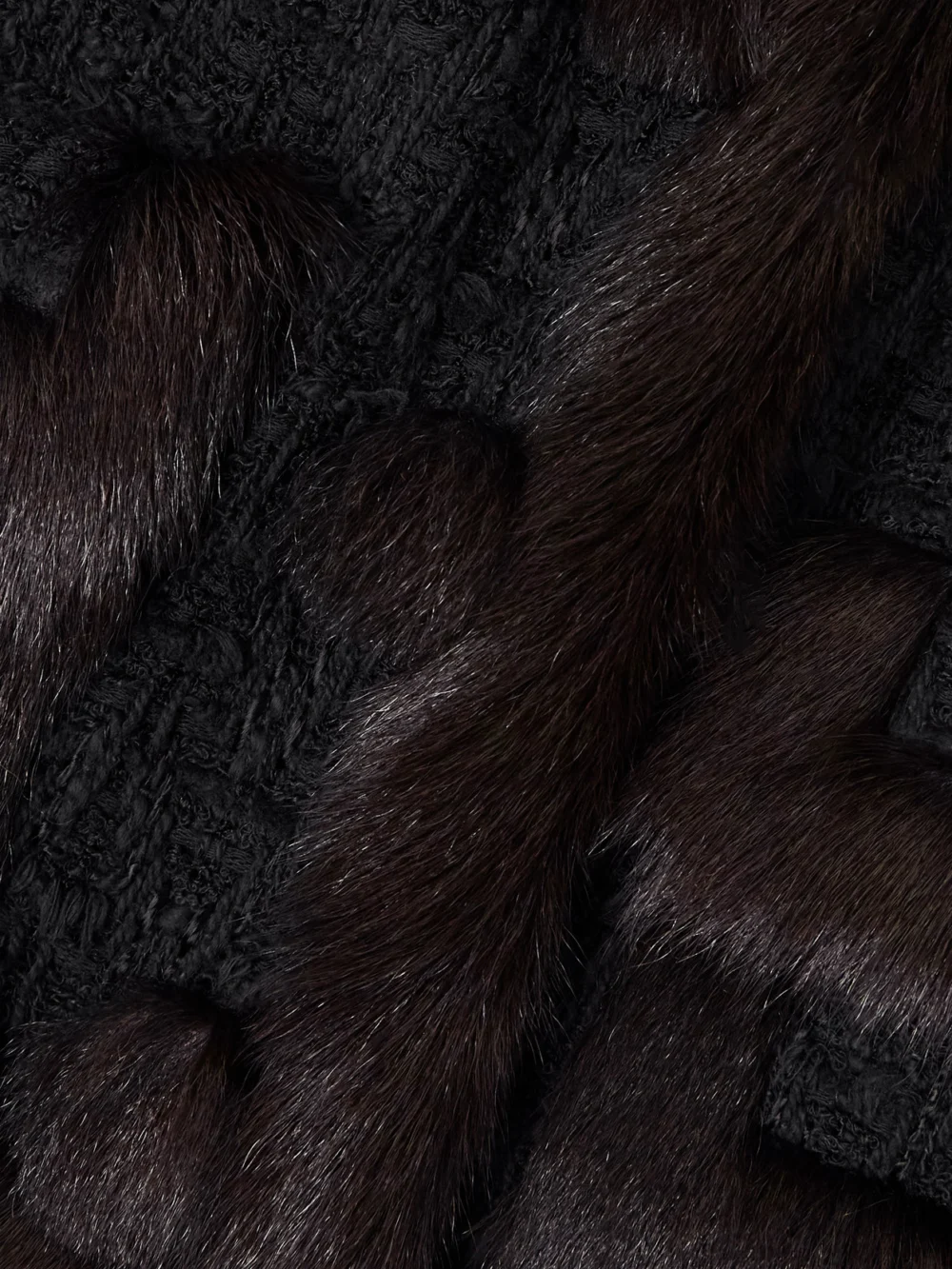 Close-up detail of the Dolce & Gabbana Cropped Shearling-trimmed Cotton-blend Tweed Jacket