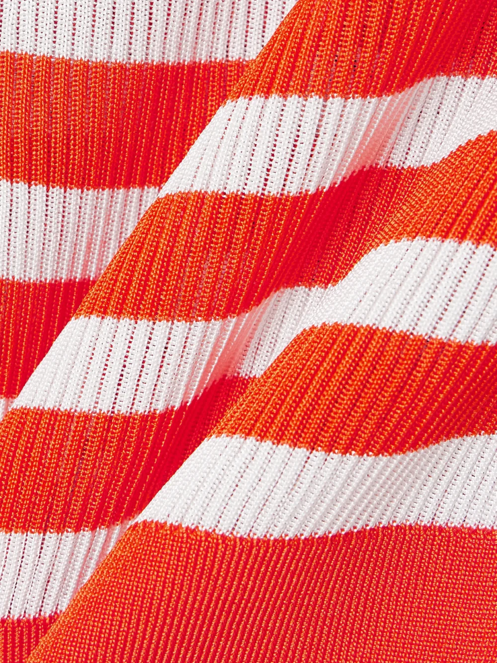 Close-up detail of the Dolce & Gabbana Cropped Striped Ribbed-knit Polo Shirt