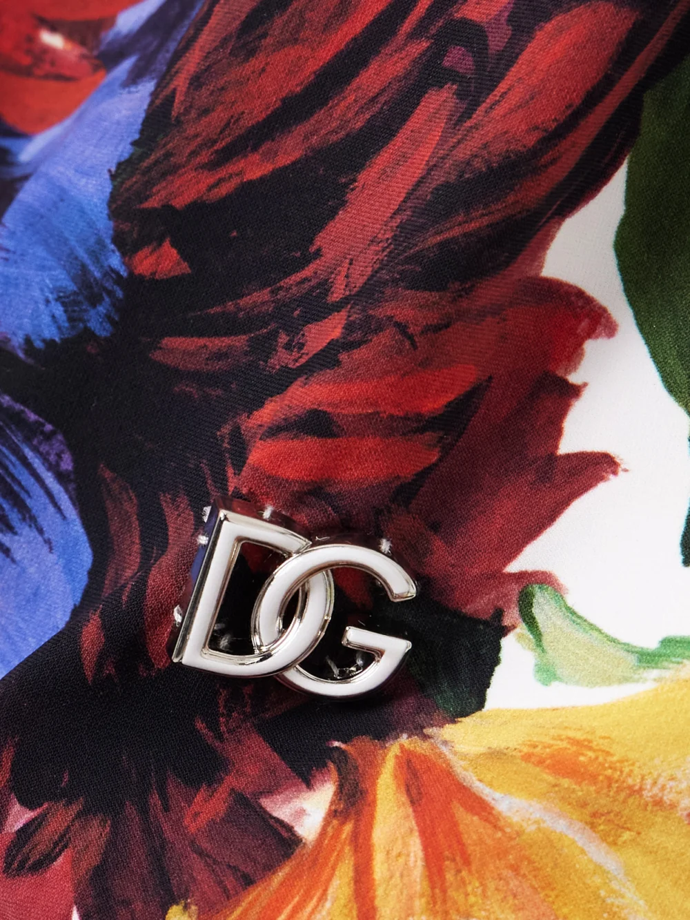 Close-up detail of the Dolce & Gabbana Cutout Floral-print Underwired Swimsuit