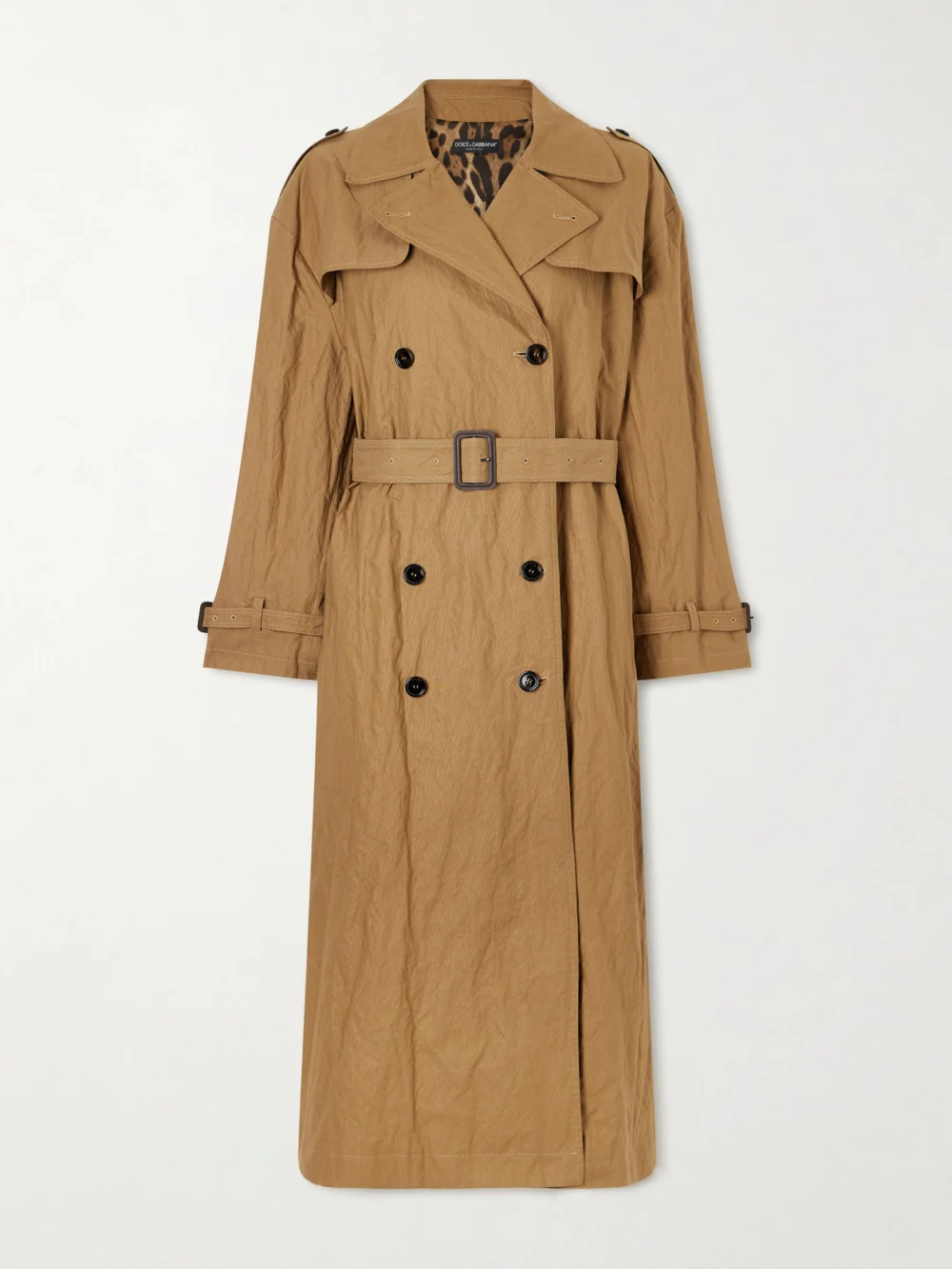 Dolce & Gabbana Double-breasted Cotton-blend Canvas Trench Coat in sand