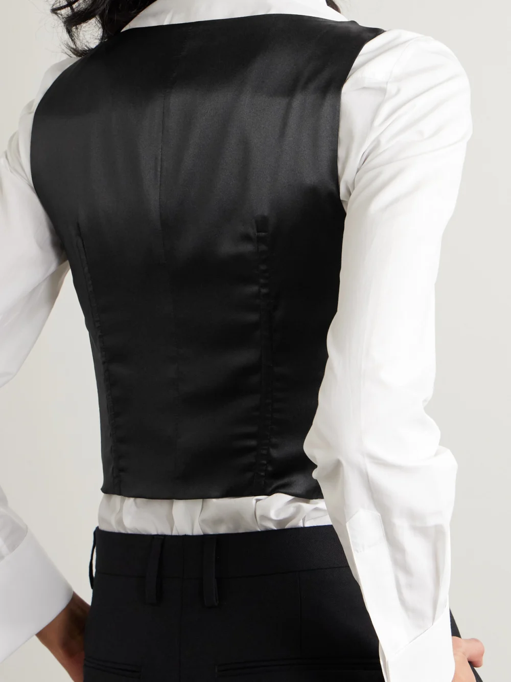 Back view of the Dolce & Gabbana Double-breasted Duchesse Silk-satin Vest