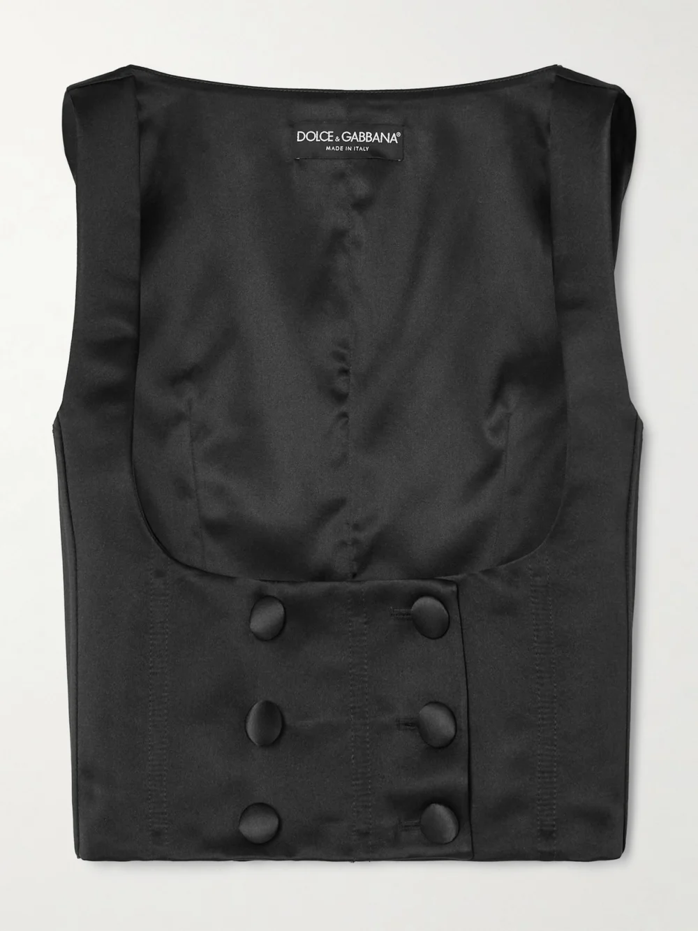 Dolce & Gabbana Double-breasted Duchesse Silk-satin Vest in black
