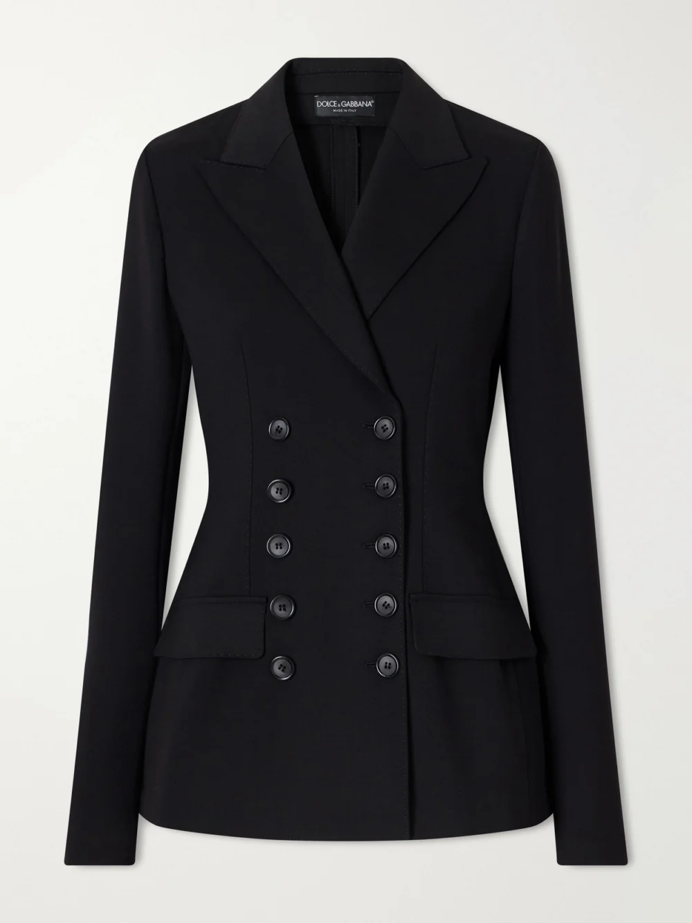 Dolce & Gabbana Double-breasted Grain De Poudre Stretch-wool Blazer in black