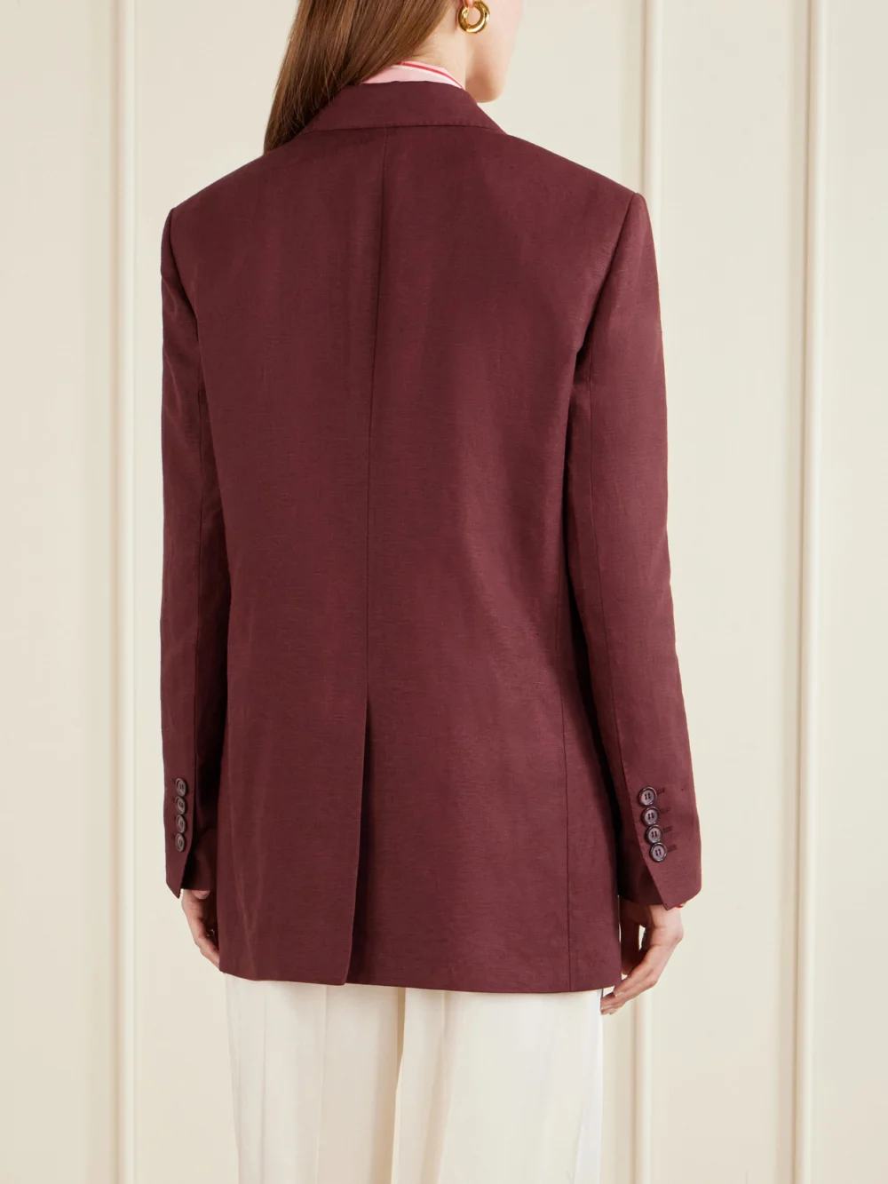 Back view of the Dolce & Gabbana Double-breasted Oversized Linen Blazer