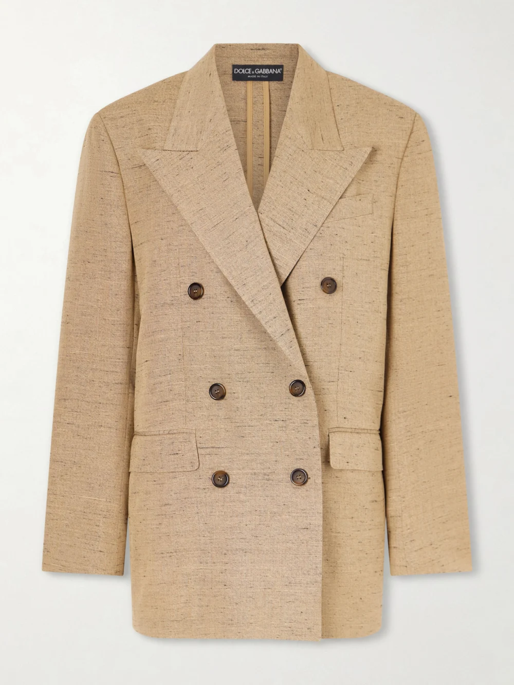 Dolce & Gabbana Double-breasted Oversized Woven Blazer in beige