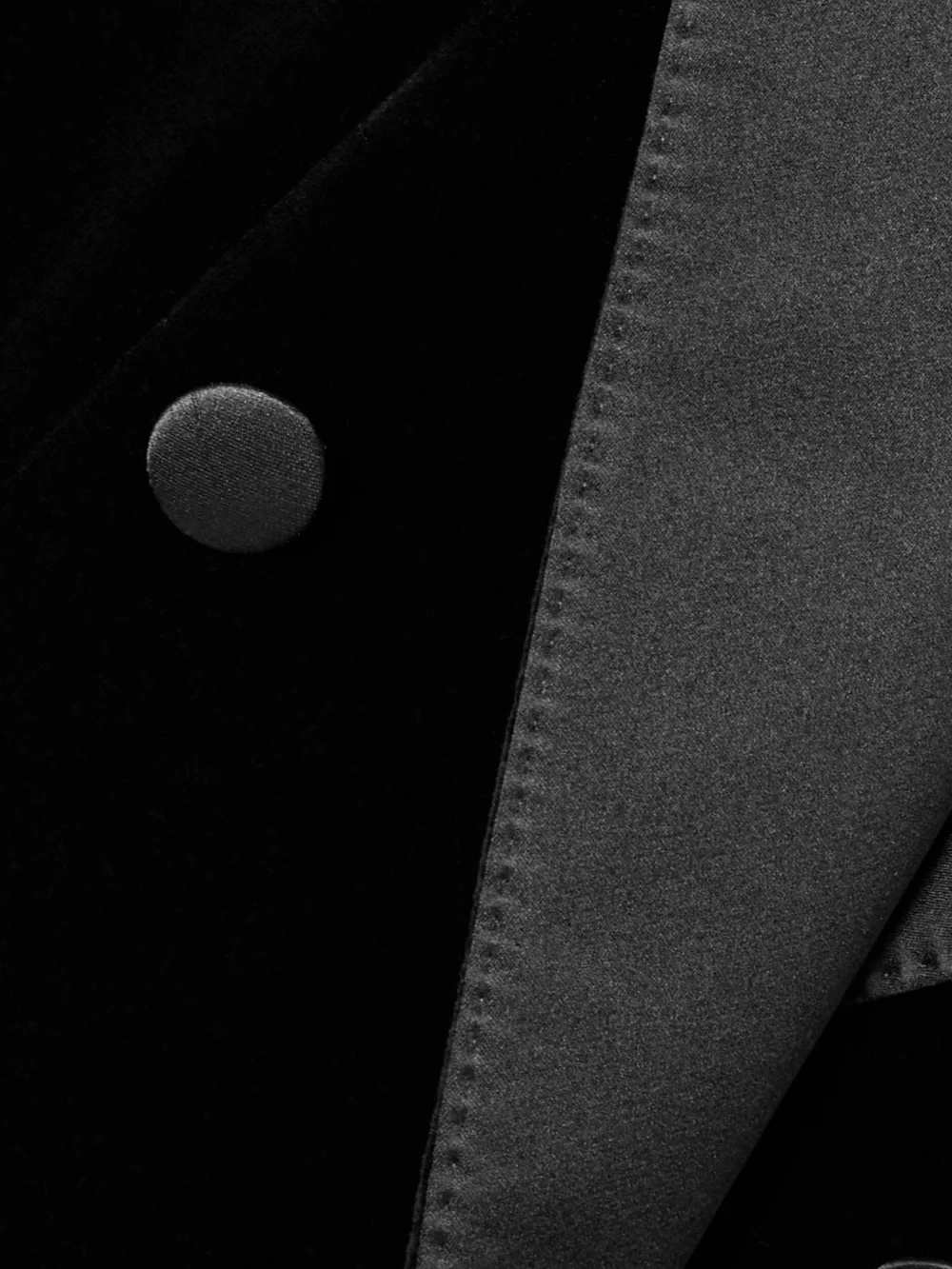 Close-up detail of the Dolce & Gabbana Double-breasted Satin-trimmed Velvet Coat