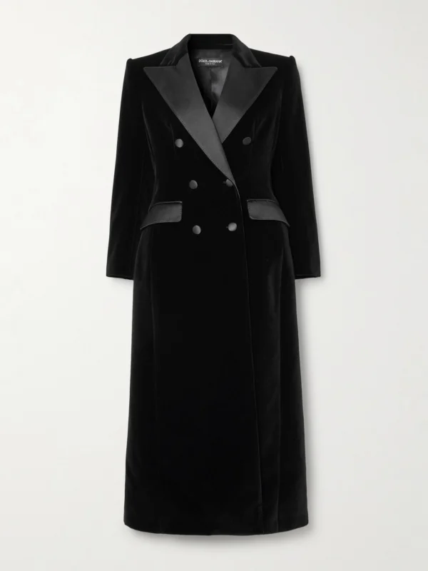 Dolce & Gabbana Double-breasted Satin-trimmed Velvet Coat