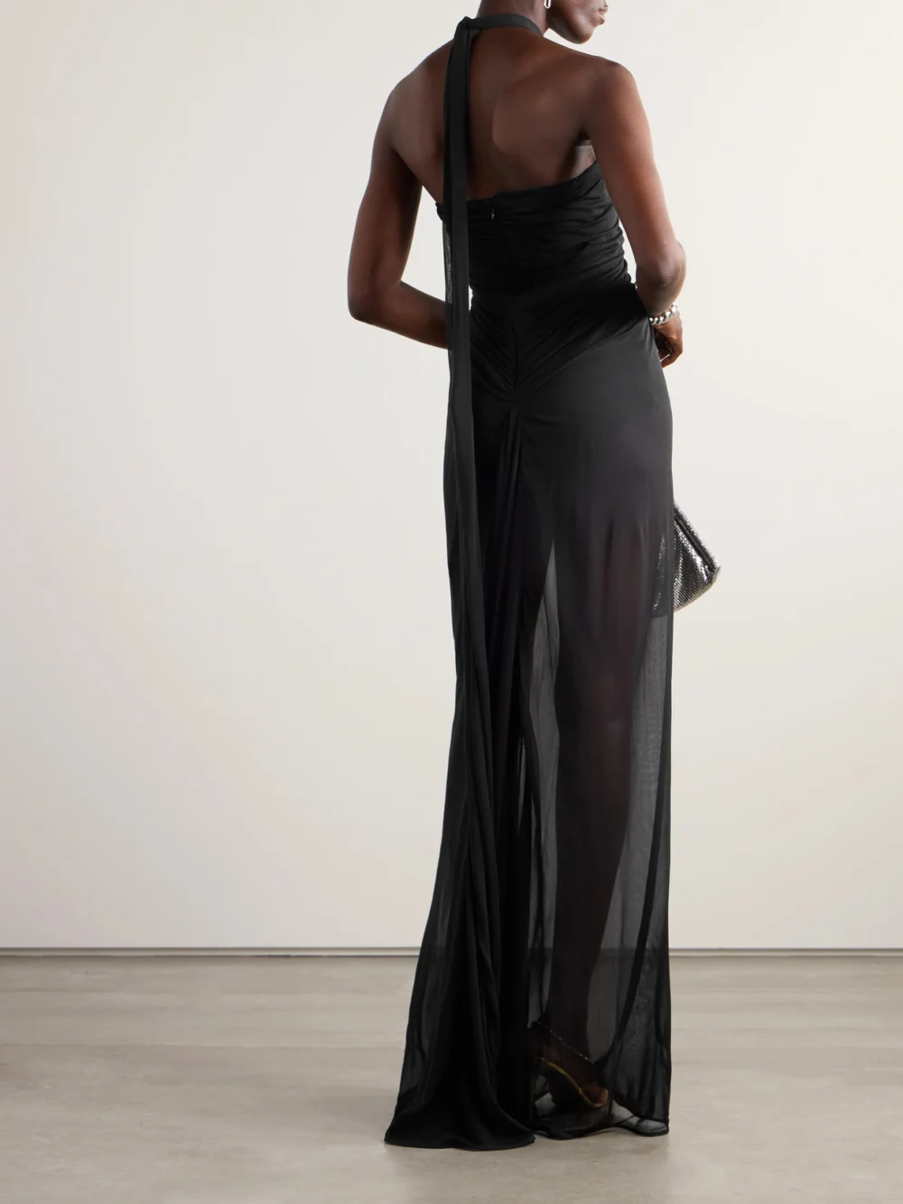Back view of the Dolce & Gabbana Draped Gathered Organza Halterneck Gown