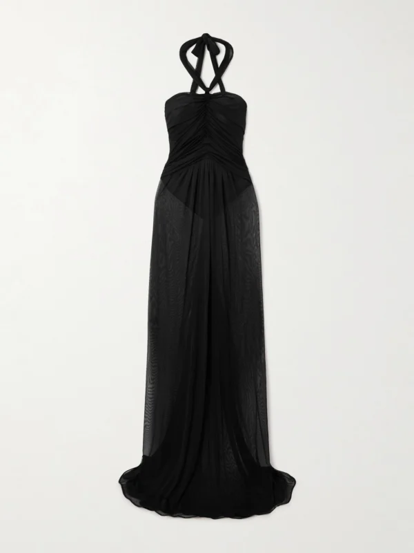 Dolce & Gabbana Draped Gathered Organza Halterneck Gown