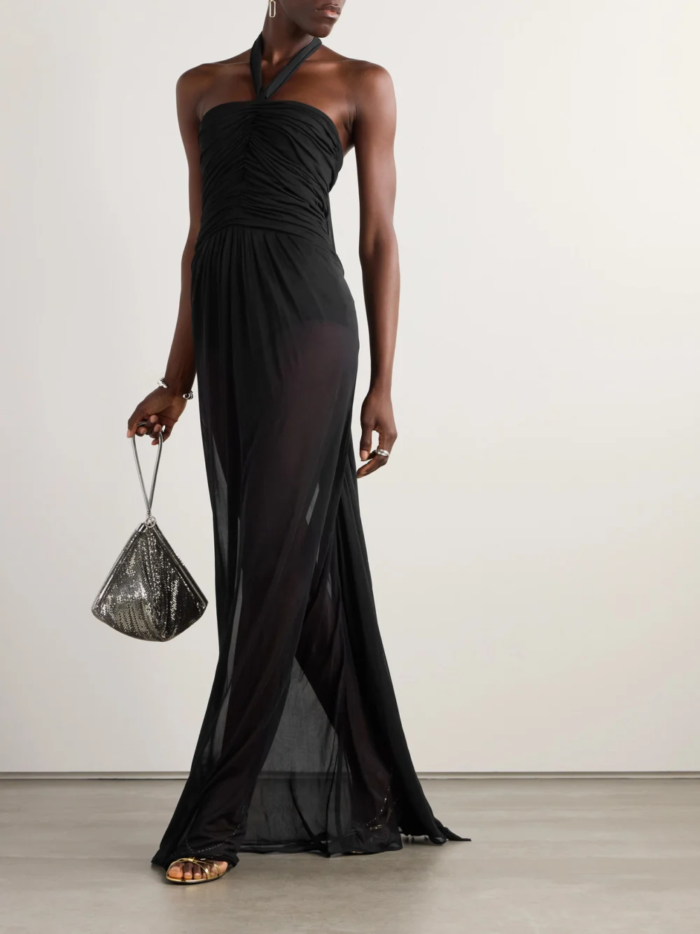 Dolce & Gabbana Draped Gathered Organza Halterneck Gown, worn by a model