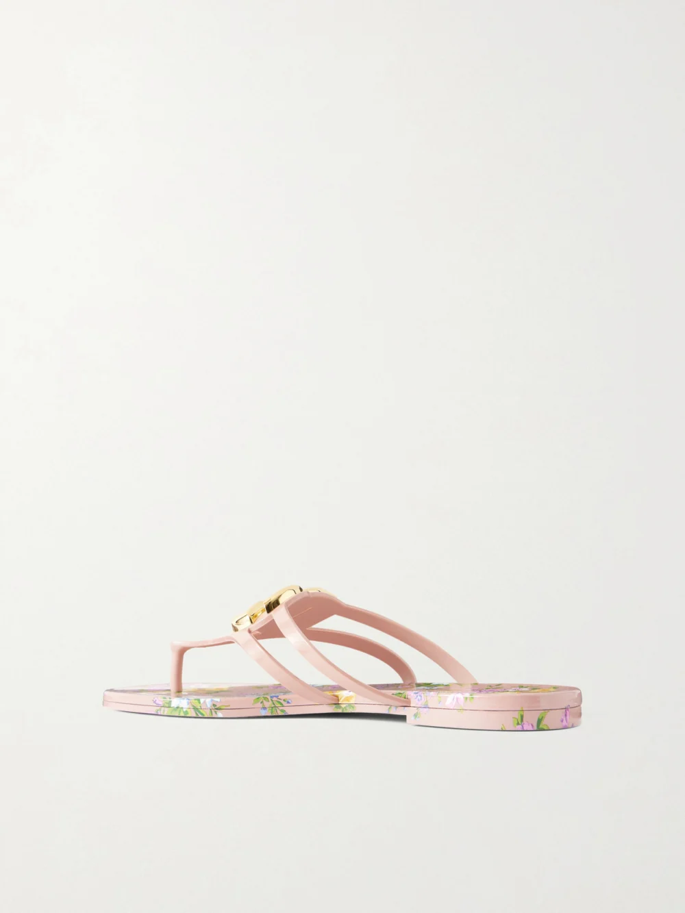 Back view of the Dolce & Gabbana Embellished Floral-print Rubber Flip Flops