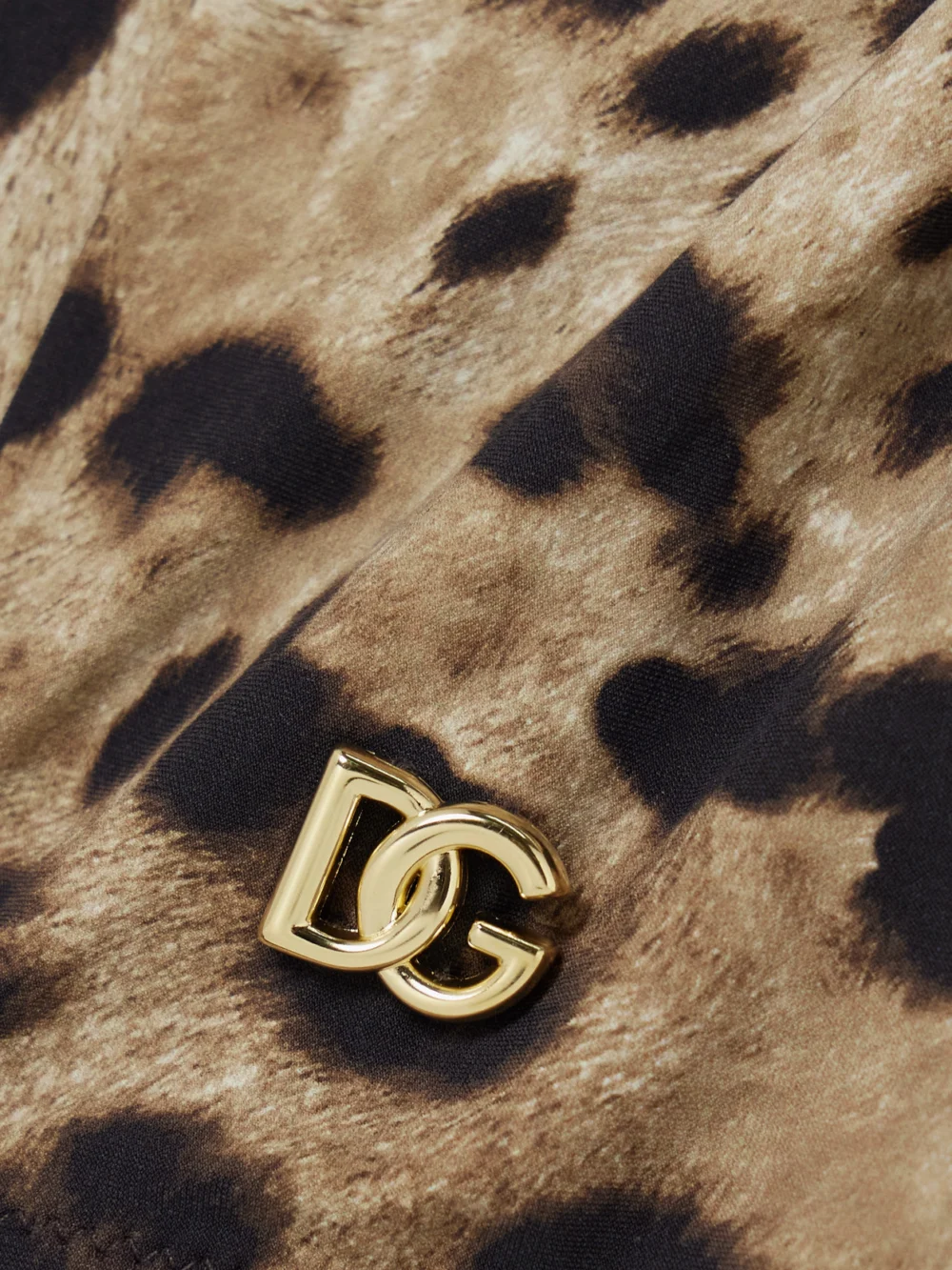 Close-up detail of the Dolce & Gabbana Embellished Leopard-print Underwired Swimsuit